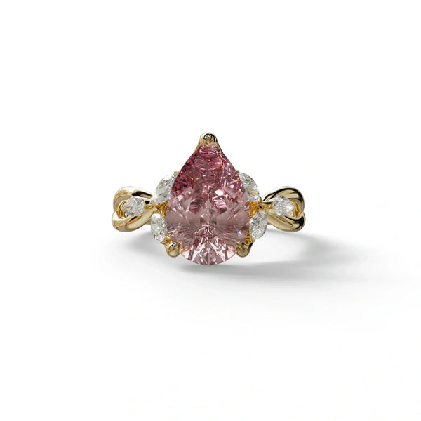 3 Carat Pink Lab Grown Diamond Engagement Ring – Pear Cut Cluster | Celena