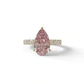 3 carat Pink Lab Grown Diamond Engagement Ring - Feesia - 10K Solid Gold / Yellow Gold