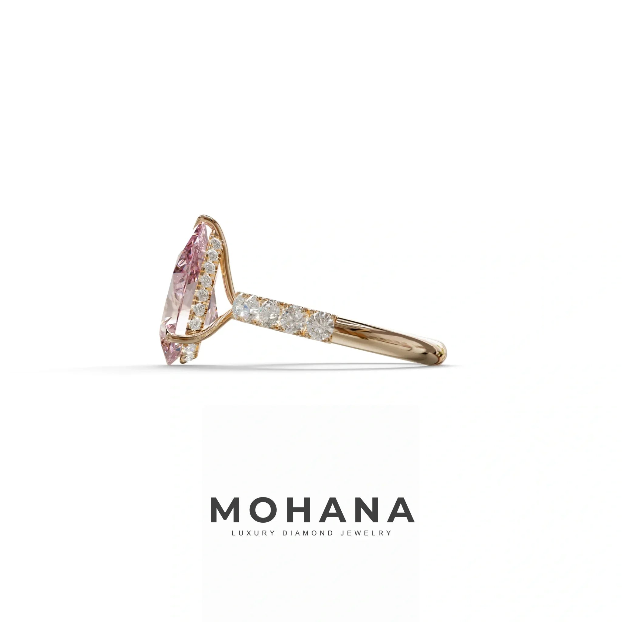 3 carat Pink Lab Grown Diamond Engagement Ring - Feesia