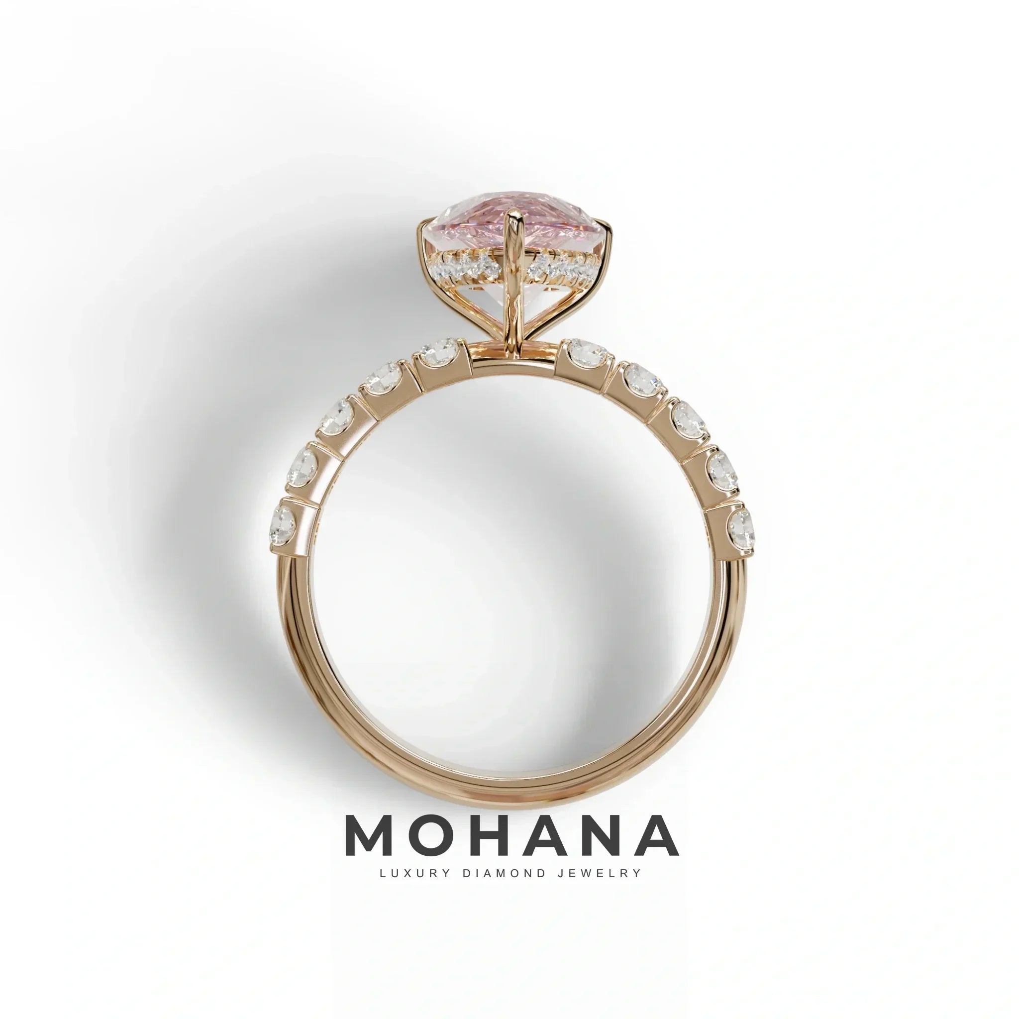 3 carat Pink Lab Grown Diamond Engagement Ring - Feesia