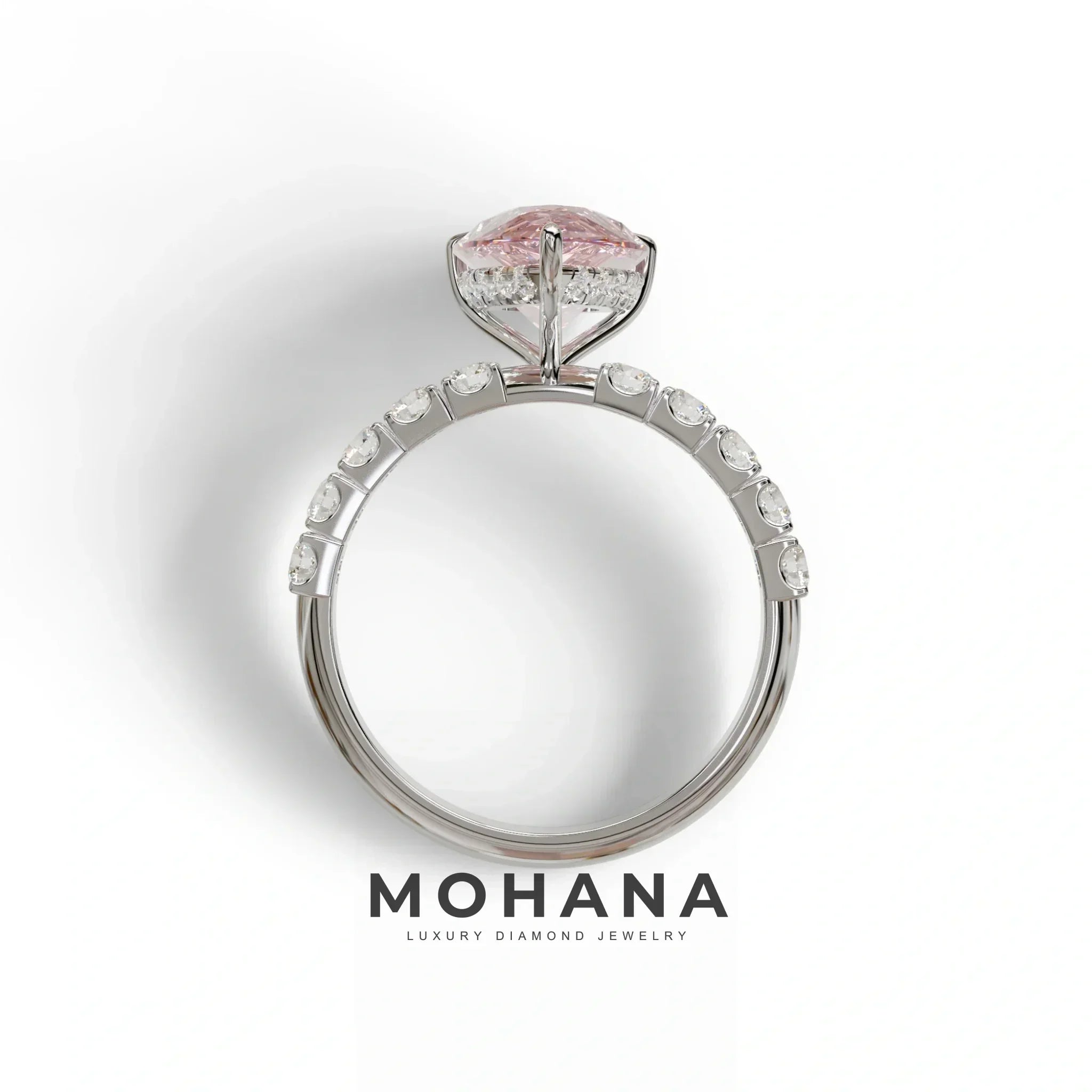 3 carat Pink Lab Grown Diamond Engagement Ring - Feesia