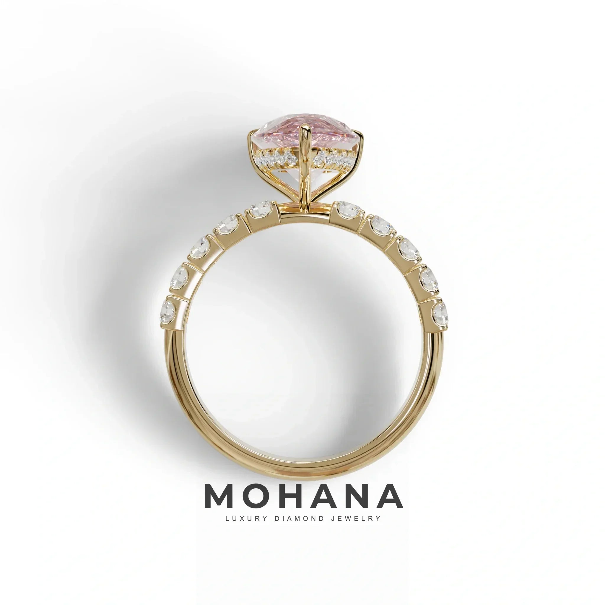 3 carat Pink Lab Grown Diamond Engagement Ring - Feesia