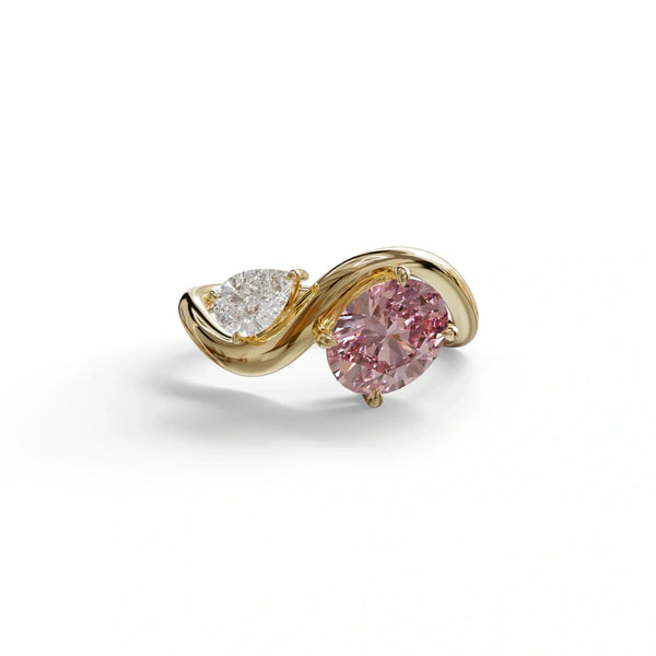 3 Carat Pink Lab Grown Diamond Engagement Ring – Pear Cut Toi Et Moi