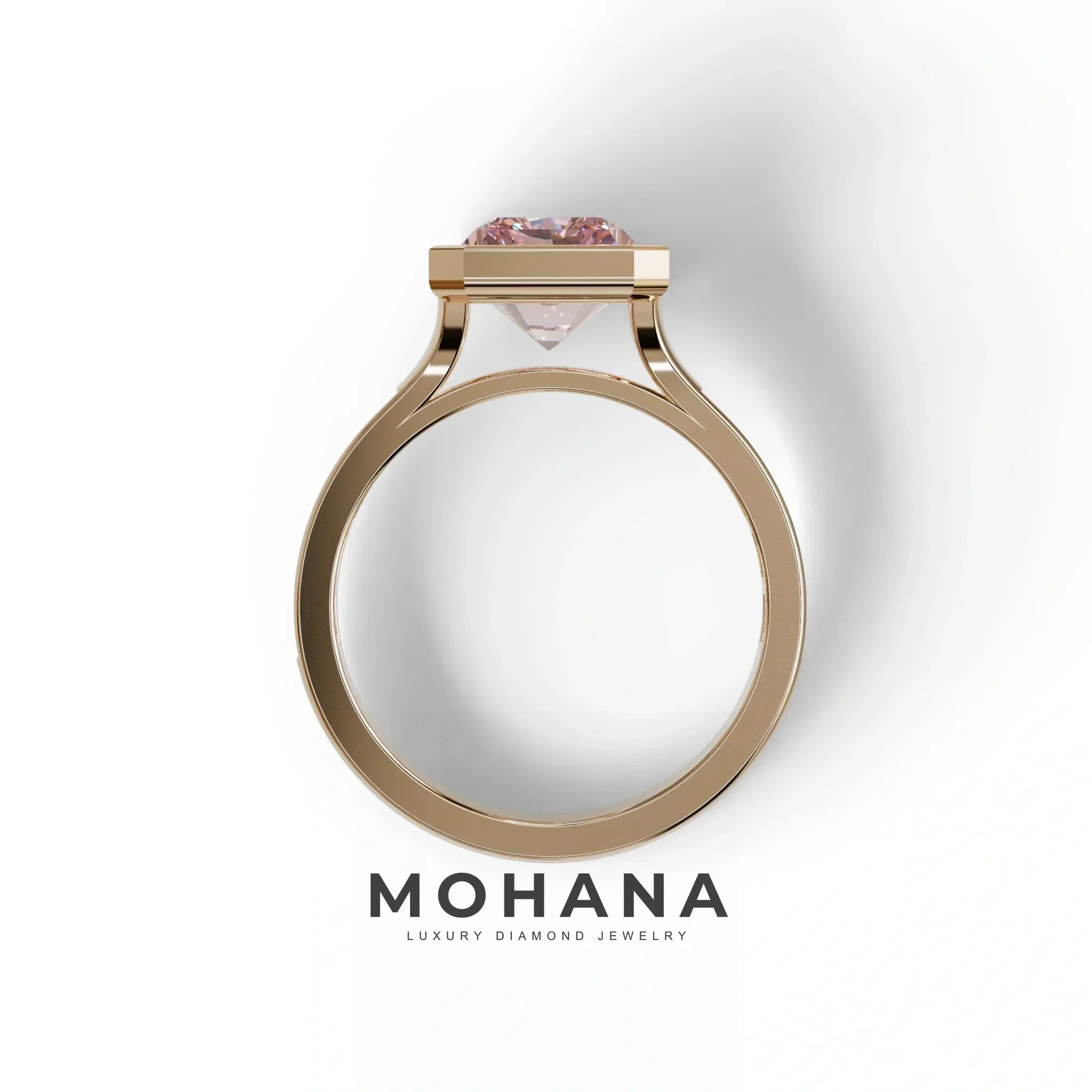 3 Ct Radiant Cut Pink Color Lab Diamond Ring - Olympia