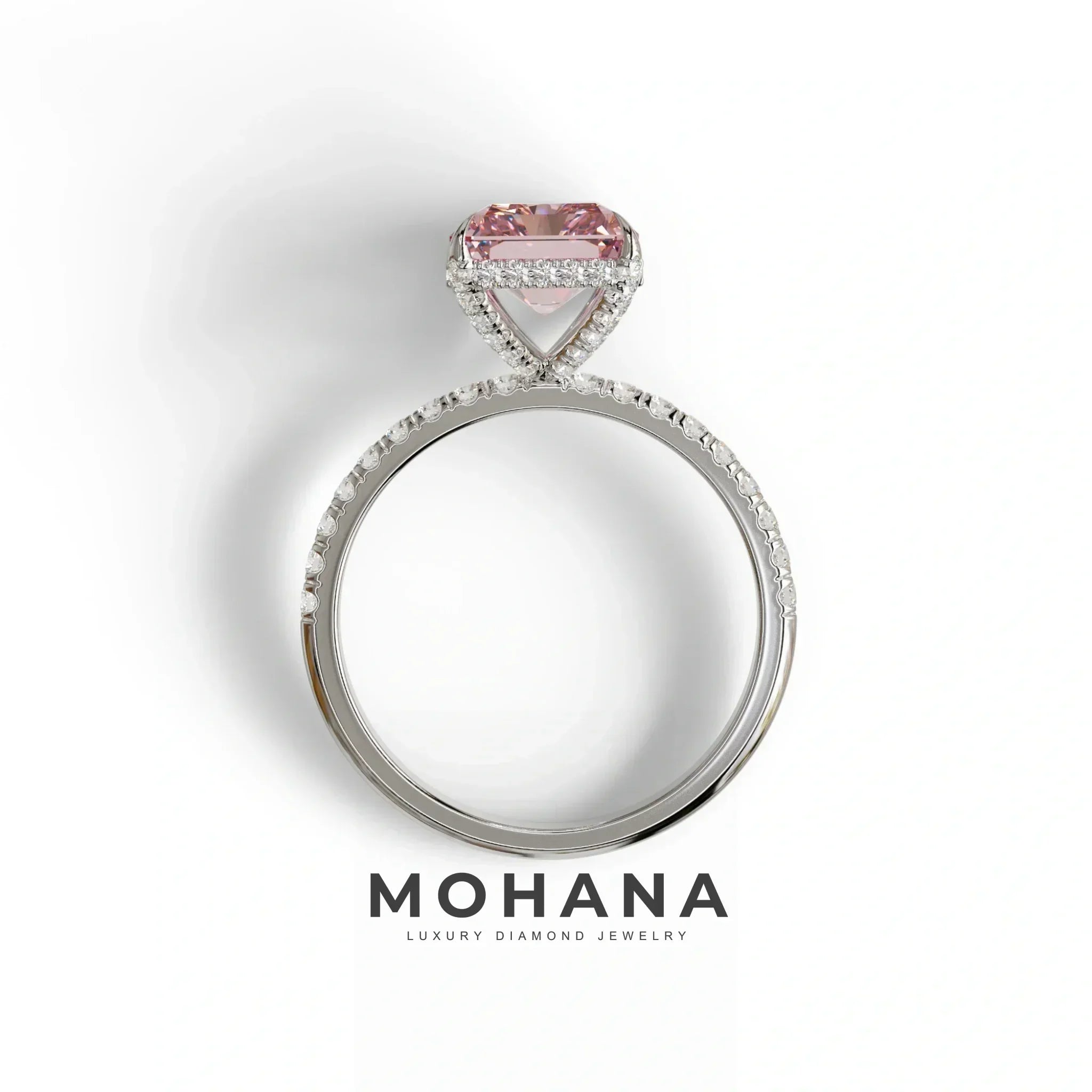 3 Ct Radiant Cut Pink Color Lab Diamond Ring - Monica
