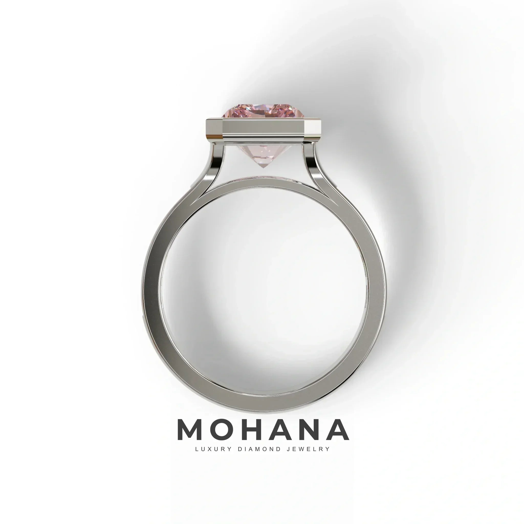 3 Ct Radiant Cut Pink Color Lab Diamond Ring - Olympia