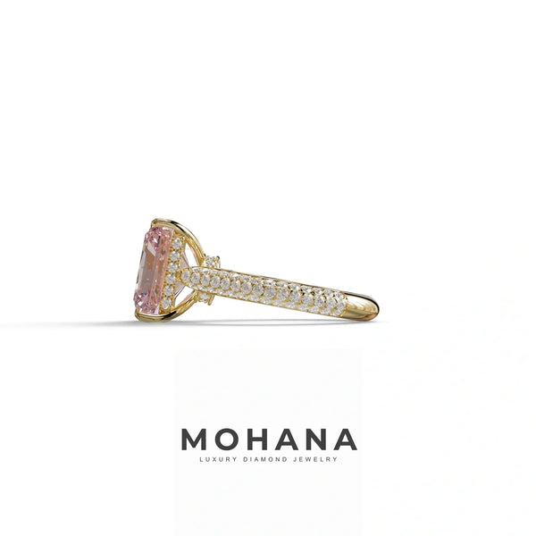 3 Carat Pink Lab Grown Diamond Engagement Ring – Radiant Cut Hidden Halo | Riviera alternate view