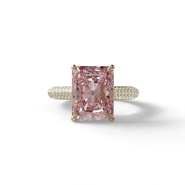3 Carat Pink Lab Grown Diamond Engagement Ring – Radiant Cut Hidden Halo | Riviera