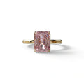 3 Carat Fancy Pink Radiant Cut Hidden Halo Lab Grown Diamond Engagement Ring - 10K Solid Gold / Yellow Gold