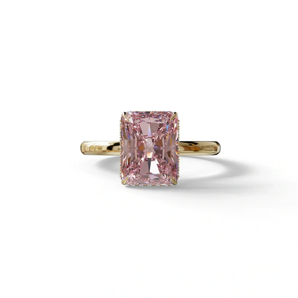 3 Carat Pink Lab Grown Diamond Engagement Ring – Radiant Cut Hidden Halo