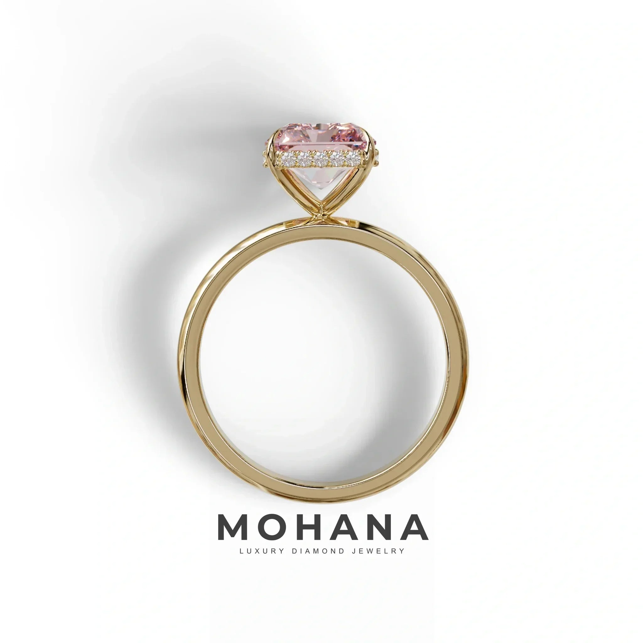 3 Carat Fancy Pink Radiant Cut Hidden Halo Lab Grown Diamond Engagement Ring