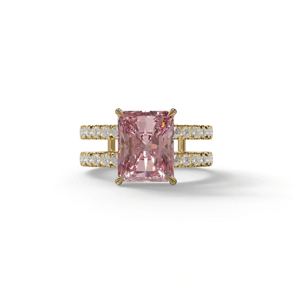 3 Carat Pink Lab Grown Diamond Engagement Ring – Radiant Cut Hidden Halo | Billie