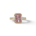 3 Carat Pink Radiant Cut Three Stone Lab Diamond Engagement Ring - Adiamor - 10K Solid Gold / Yellow Gold