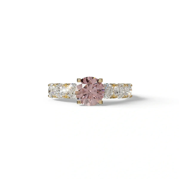 3 Carat Pink Lab Grown Diamond Engagement Ring – Round Cut Eternity | Angeleno