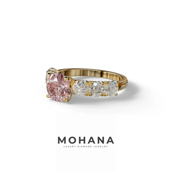 3 Carat Pink Lab Grown Diamond Engagement Ring – Round Cut Eternity | Angeleno alternate view
