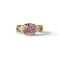 Natural Inspired 3 Carat Pink Round Brilliant cut Lab Diamond Engagement Ring - Catalina - 10K Solid Gold / Yellow Gold