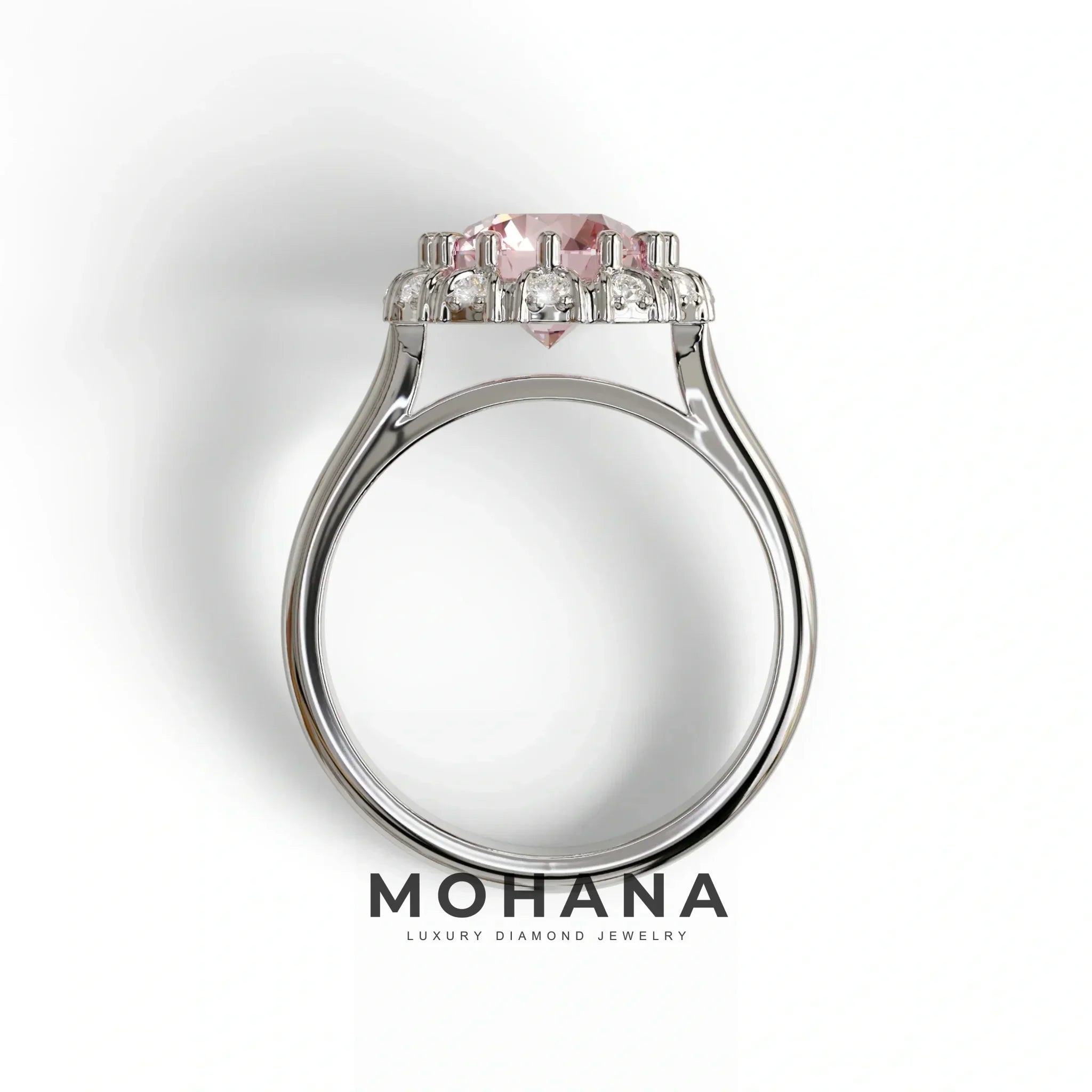 3 Carat Pink Round Shaped Halo Lab Diamond Ring - Sunflower