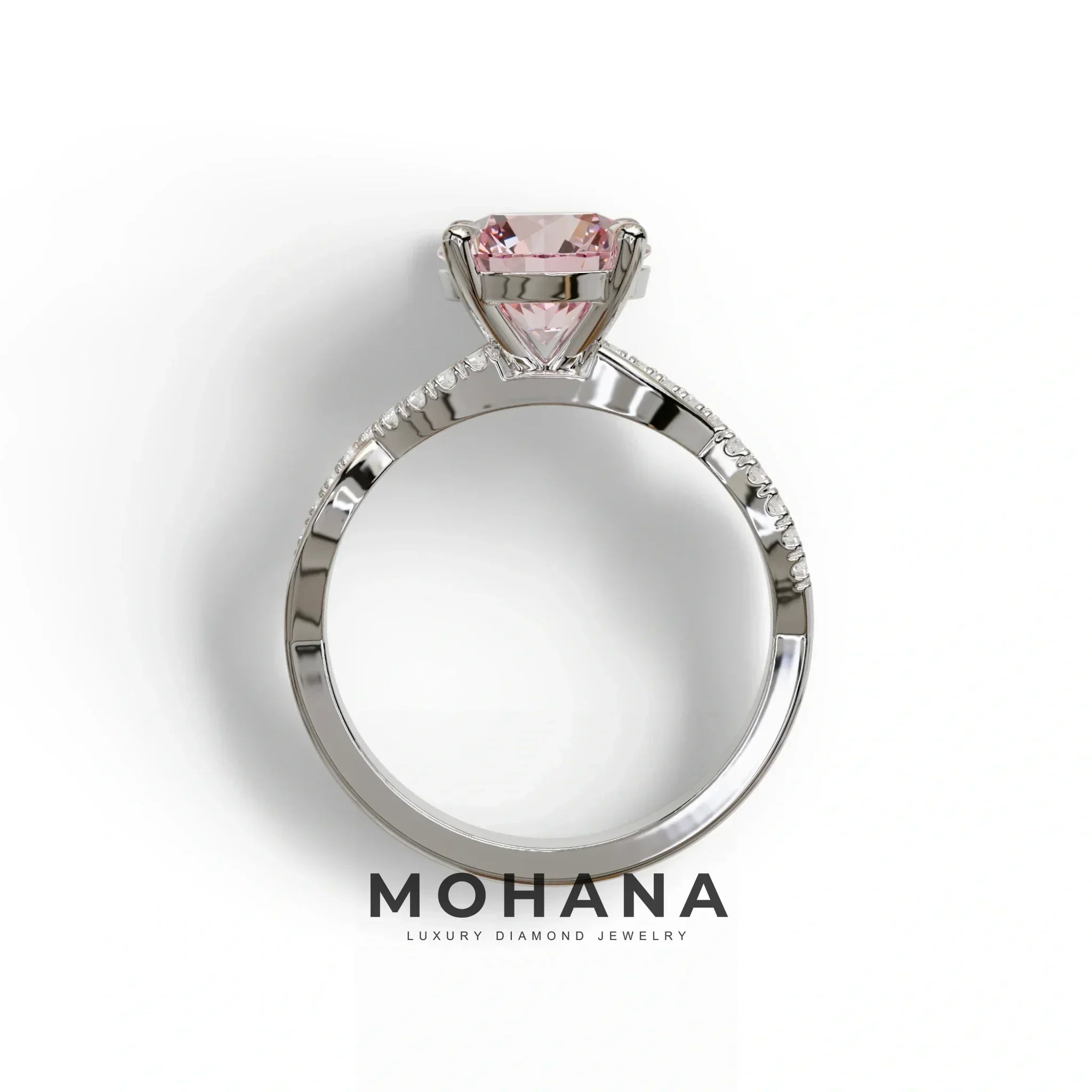 3 Carat Pink Round Cut Lab Diamond Ring - Infinity Cross