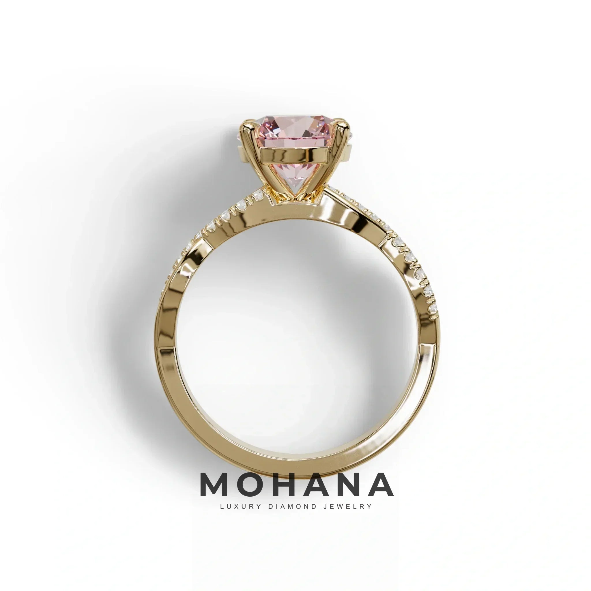 3 Carat Pink Round Cut Lab Diamond Ring - Infinity Cross