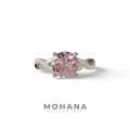 3 Carat Pink Round Cut Lab Diamond Ring - Infinity Cross - 10K Solid Gold / White Gold