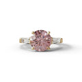 3 Carat Pink Round & Tapered Cut Multi Stone Lab Diamond Ring - Reflection - 10K Solid Gold / Yellow Gold