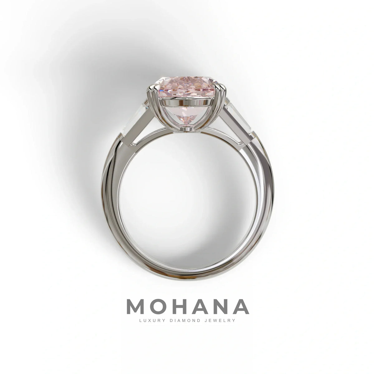 3 Carat Pink Oval & Baguette Lab Diamond Ring - Persi