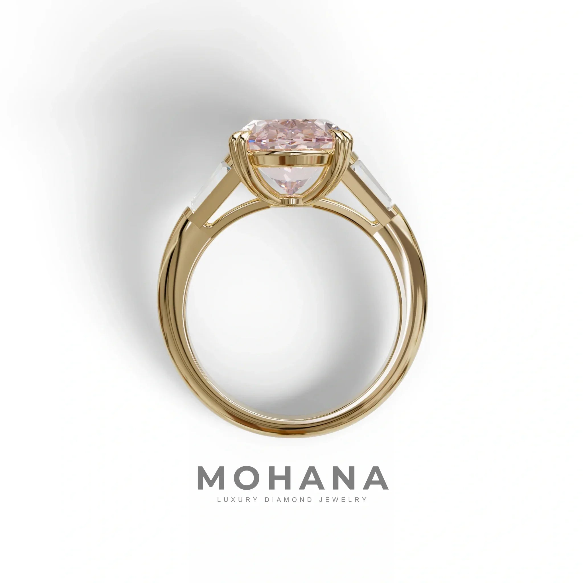 3 Carat Pink Oval & Baguette Lab Diamond Ring - Persi