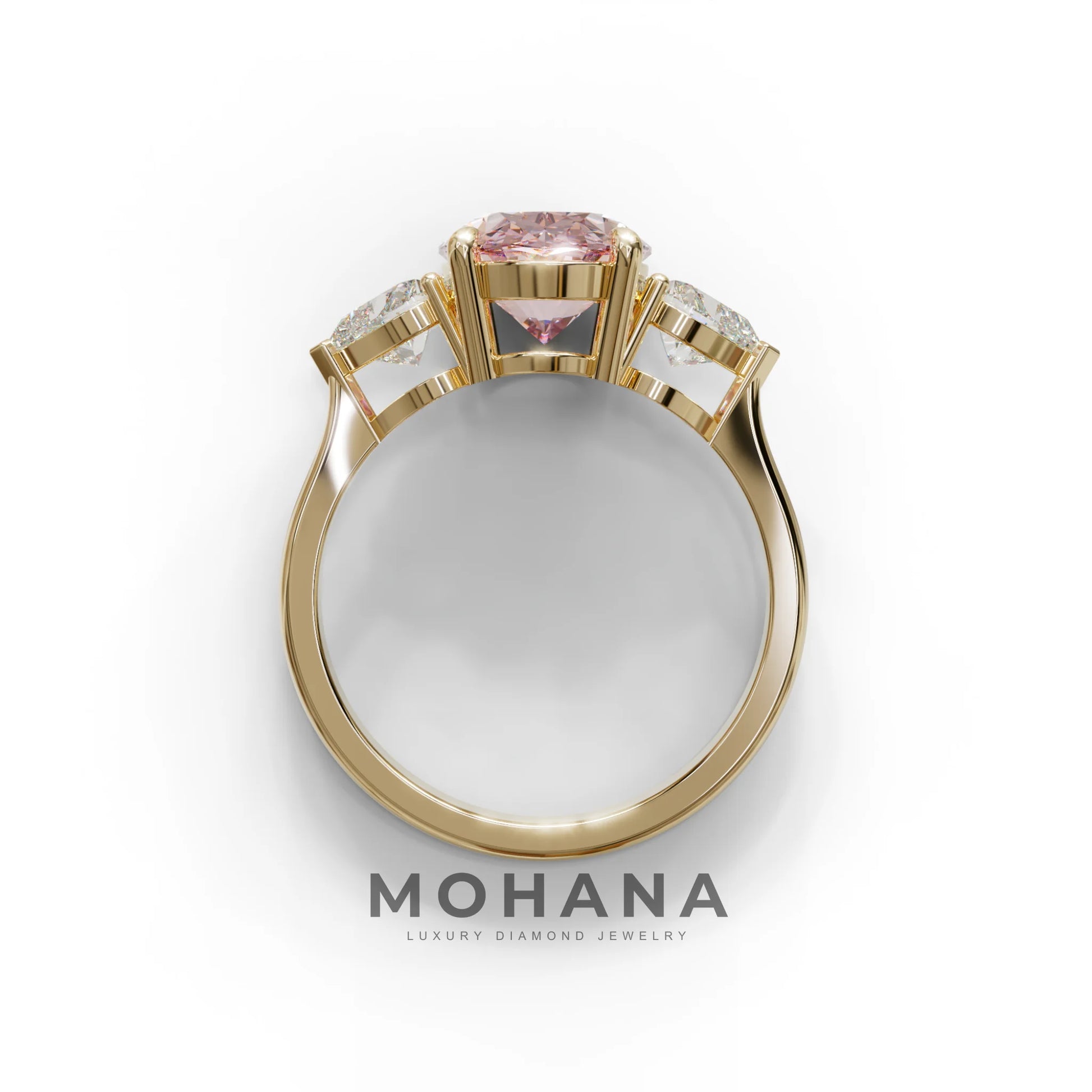 4 Ct Pink Oval & Heart Shape 3 Stone Engagement Diamond Ring - Lucid