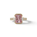 3 Carat Pink Radiant Cut Three Stone Lab Diamond Engagement Ring - Adiamor - 10K Solid Gold / Yellow Gold