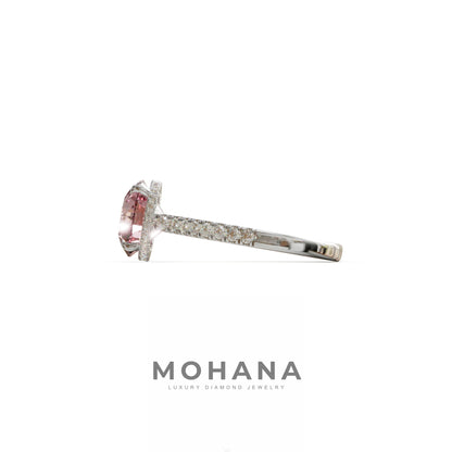 3 Carat Pink Round Cut Hidden Halo & Pave Setting Lab Diamond Ring - Eblouissant