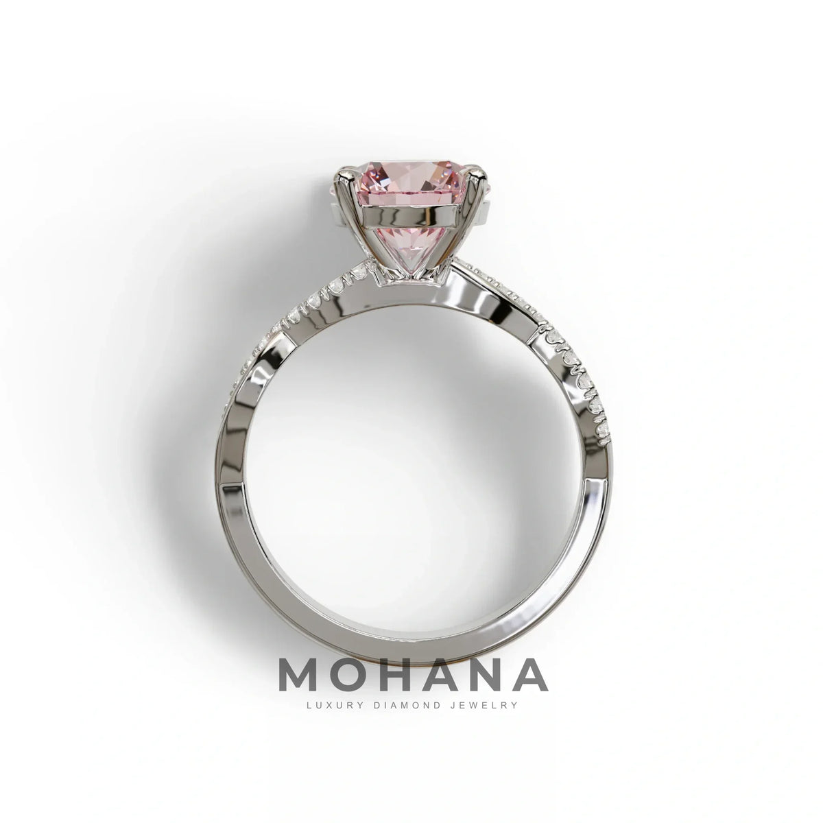 3 Carat Pink Round Cut Lab Diamond Ring - Infinity Cross