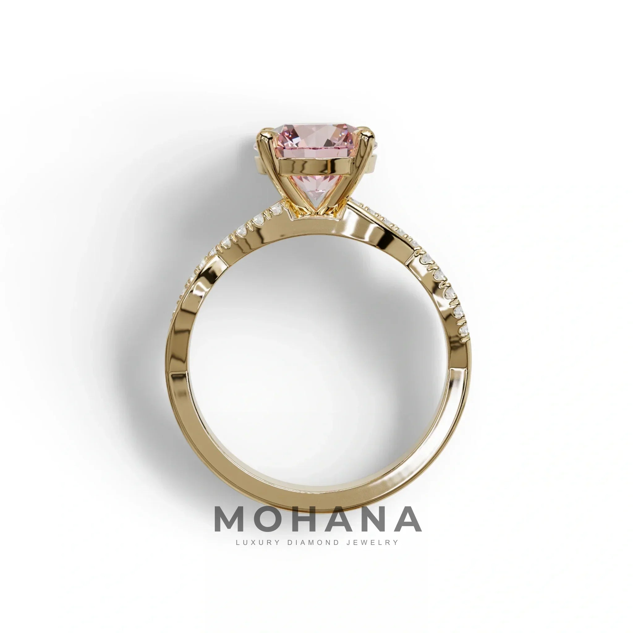 3 Carat Pink Round Cut Lab Diamond Ring - Infinity Cross