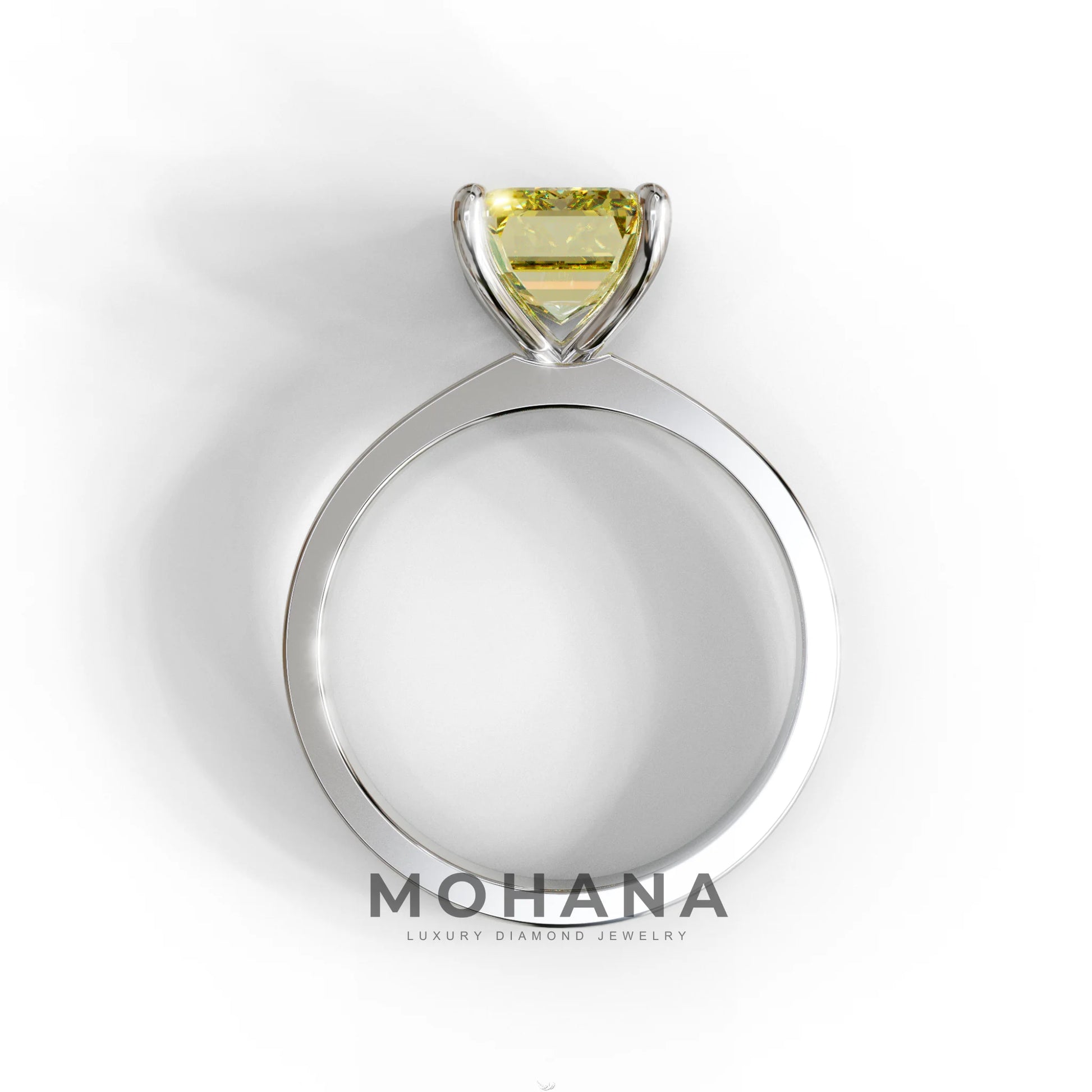 3 Carat Yellow Emerald Lab Grown Diamond Solitaire Engagement Ring - Zulu