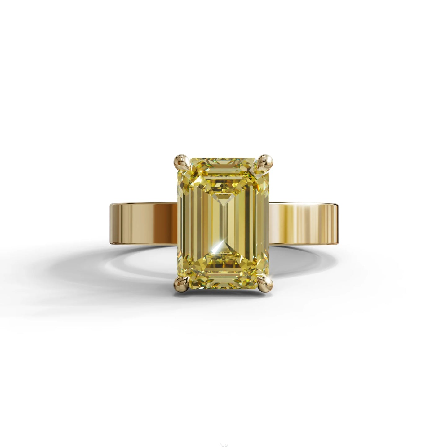 3 Carat Yellow Emerald Lab Grown Diamond Solitaire Engagement Ring - Zulu - 10K Solid Gold / Yellow Gold