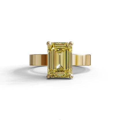 3 Carat Yellow Emerald Lab Grown Diamond Solitaire Engagement Ring - Zulu - 10K Solid Gold / Yellow Gold