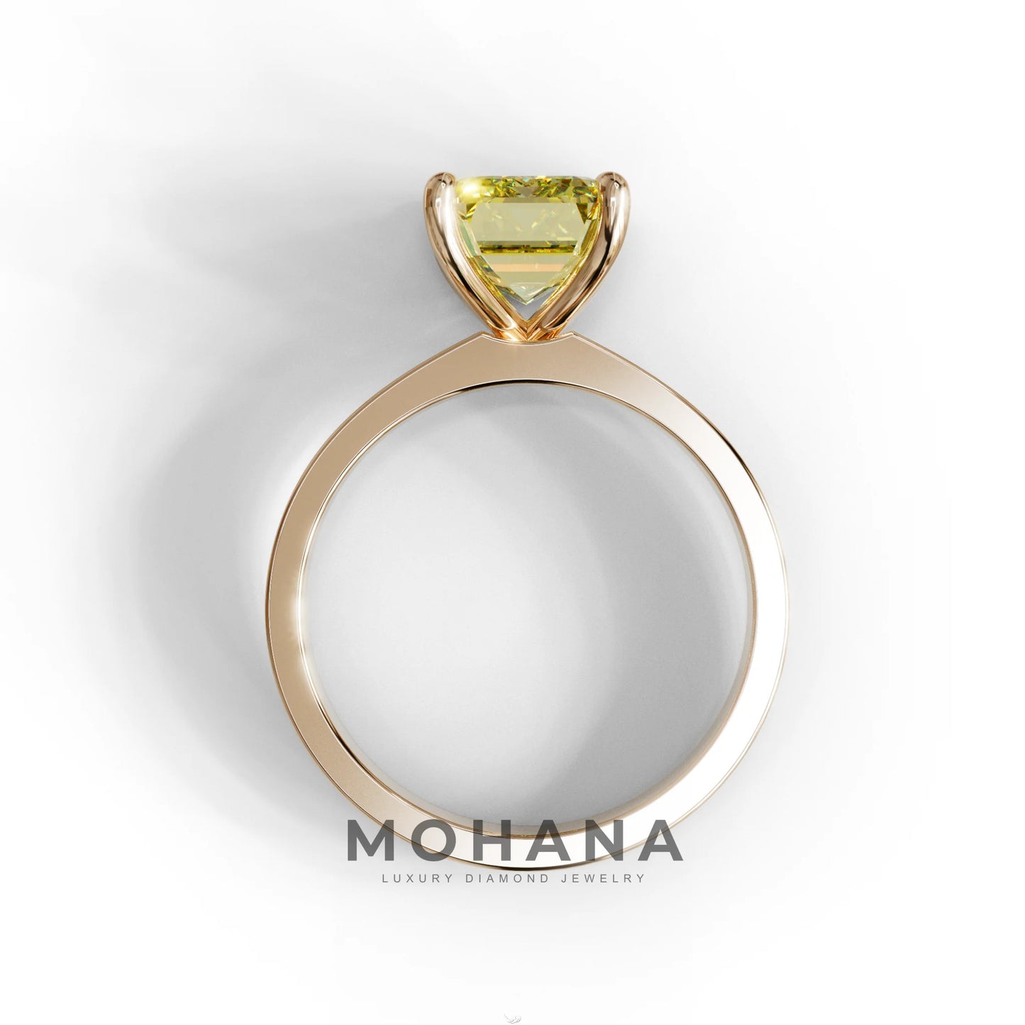 3 Carat Yellow Emerald Lab Grown Diamond Solitaire Engagement Ring - Zulu