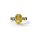 3 Carat Yellow Elongated Cushion Cut Bezel Set Engagement Ring - Astrae - 10K Solid Gold / Yellow Gold