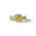 3 Carat Yellow Cushion Cut Lab Grown Halo Diamond Engagement Ring - Odessa - 10K Solid Gold / Yellow Gold