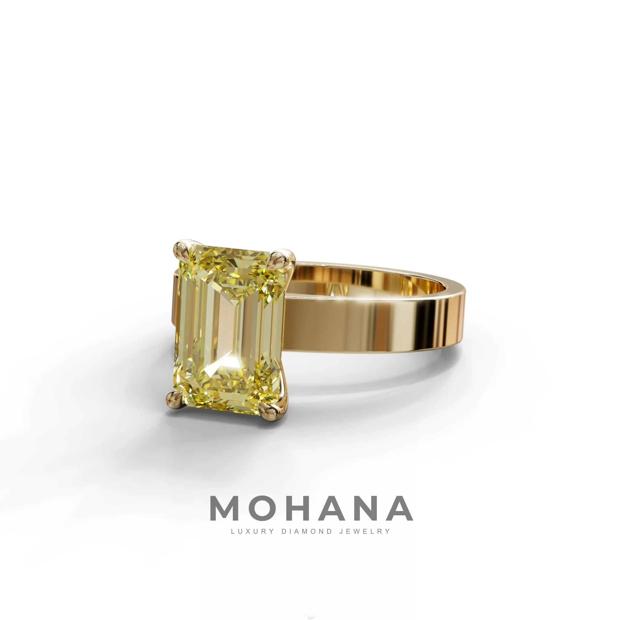 3 Carat Yellow Emerald Lab Grown Diamond Solitaire Engagement Ring - Zulu