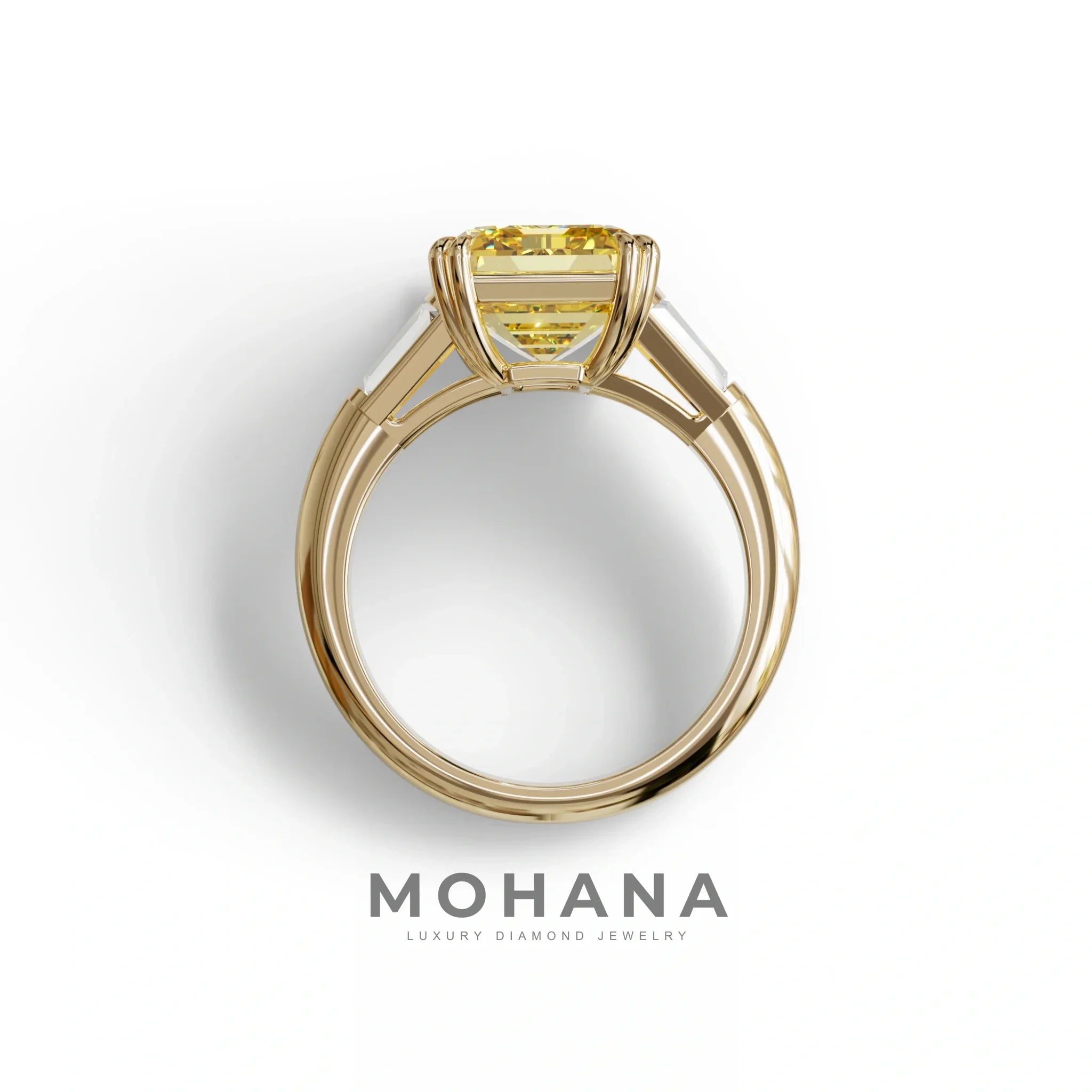3 Carat Yellow Emerald & Baguette Cut Multi Stone Lab Diamond Ring - Lami
