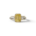 3 Ct Fancy Vivid Yellow Emerald Cut Lab Diamond Ring - Lumons - 10K Solid Gold / Yellow Gold