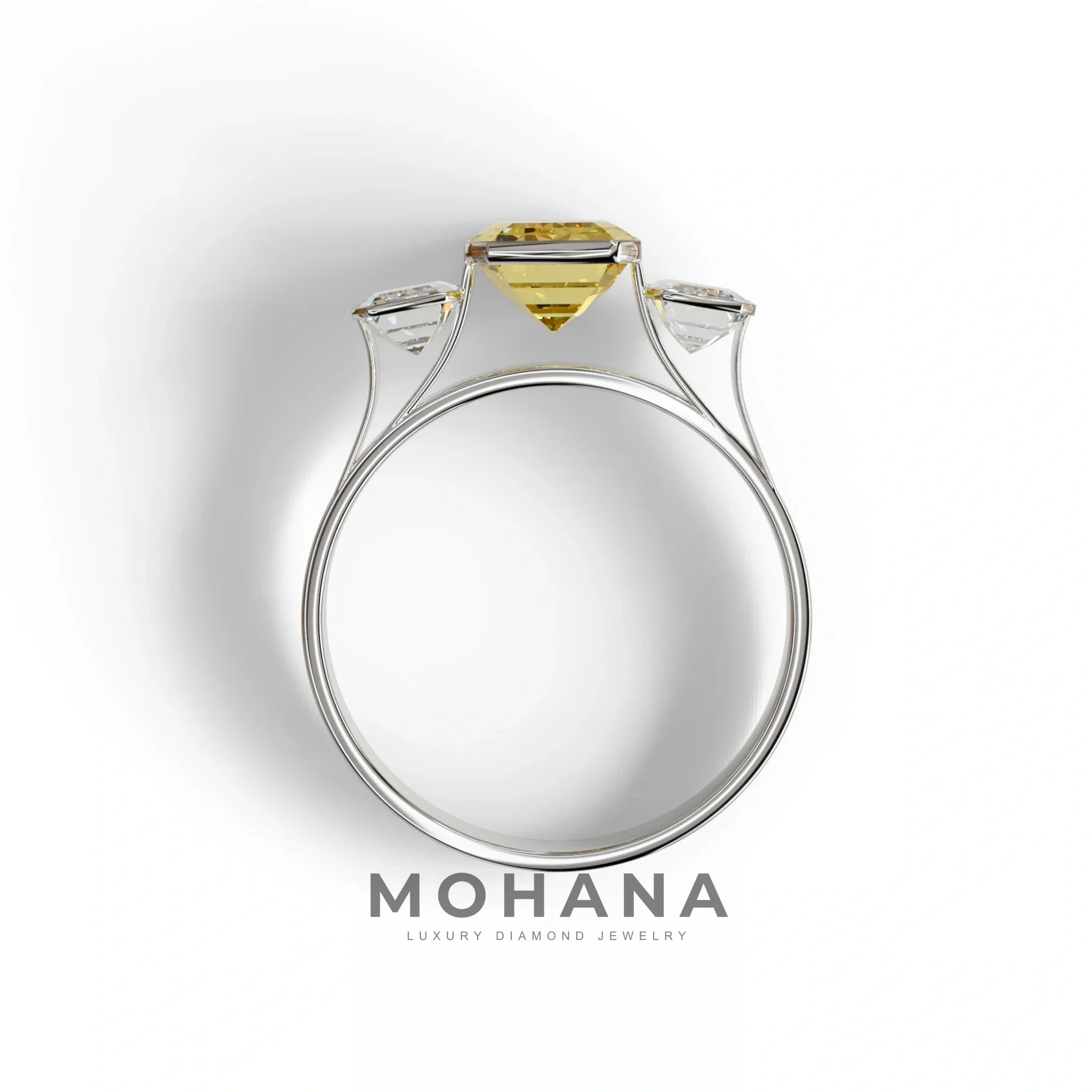 Three Stone 3 Carat Emerald Cut lab grown Diamond Engagement Ring - Elaris