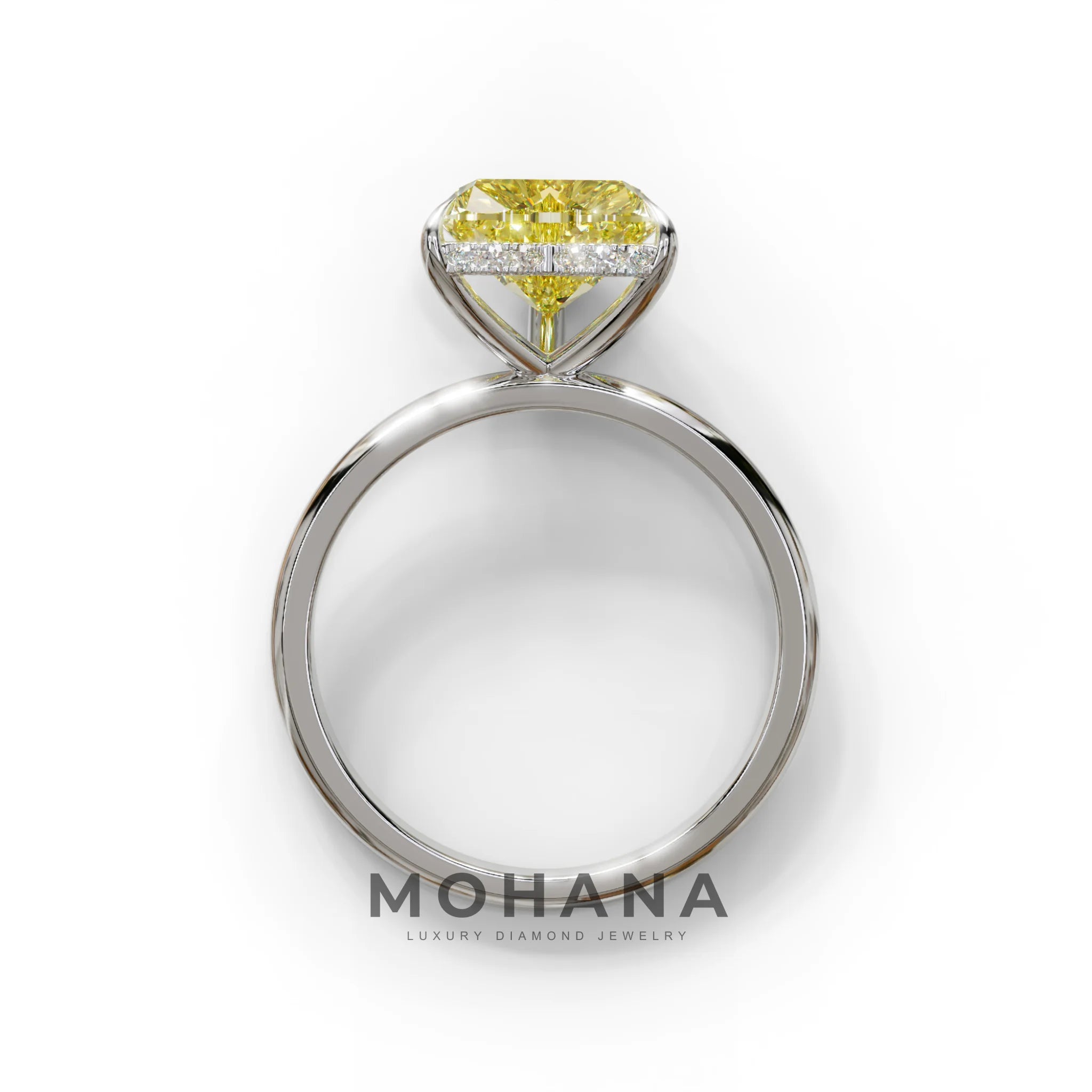 3 Carat Yellow Heart Cut Hidden Halo Set Lab Grown Diamond Engagement Ring
