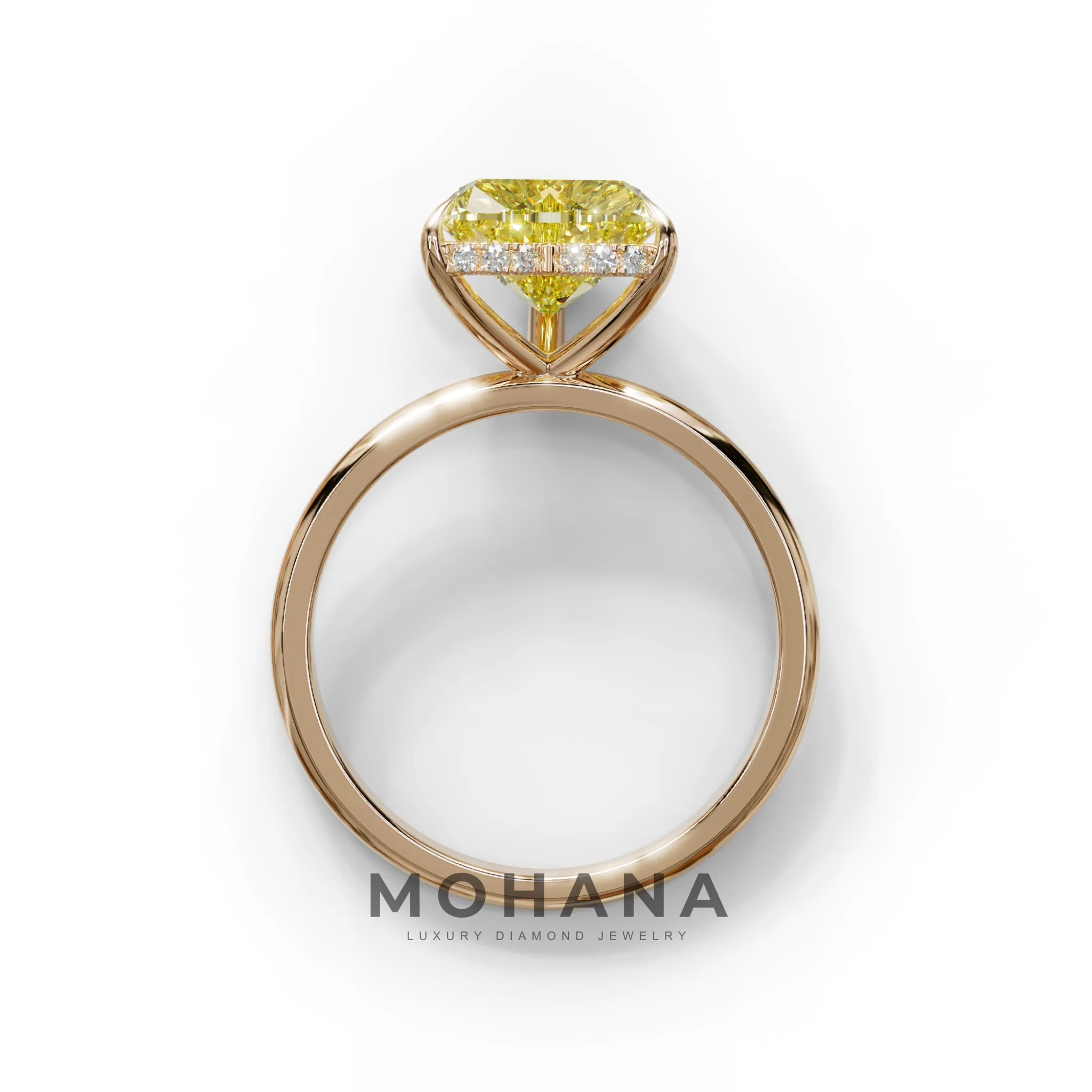 3 Carat Yellow Heart Cut Hidden Halo Set Lab Grown Diamond Engagement Ring