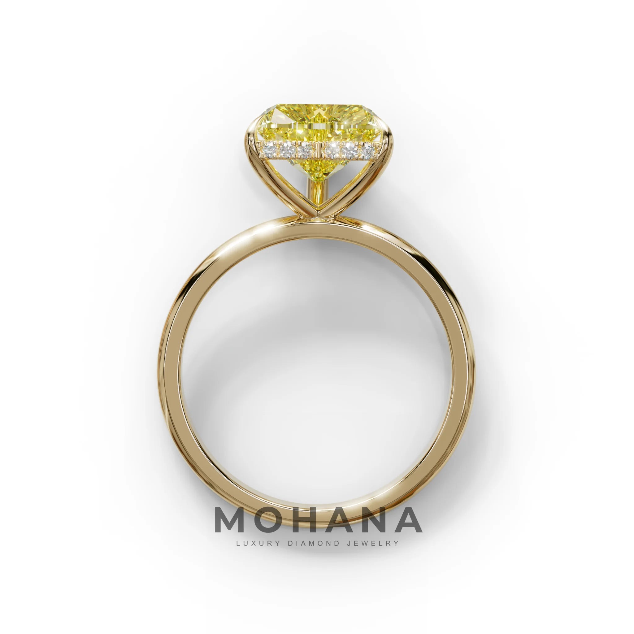 3 Carat Yellow Heart Cut Hidden Halo Set Lab Grown Diamond Engagement Ring