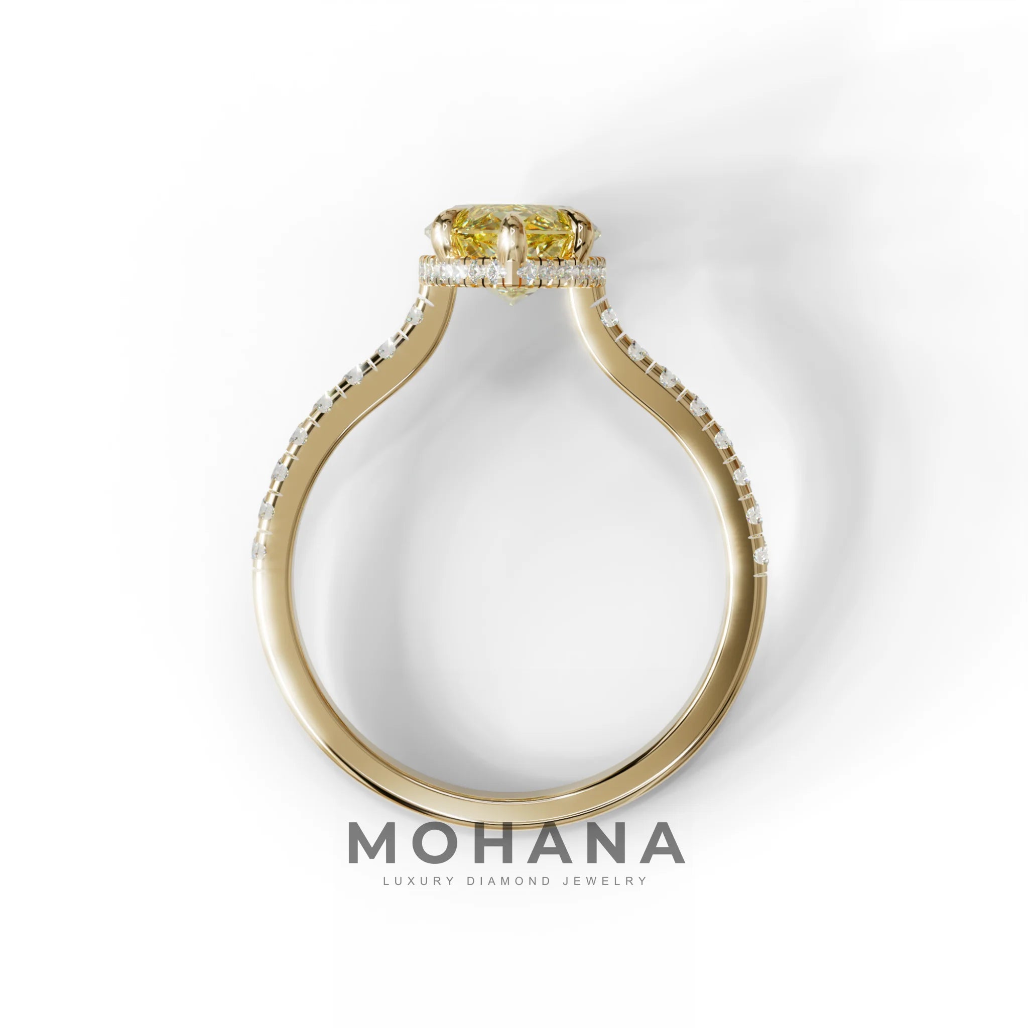 3 Carat Yellow Marquise Cut Hidden Halo & Pave Set Lab Diamond Ring - Eblouissant