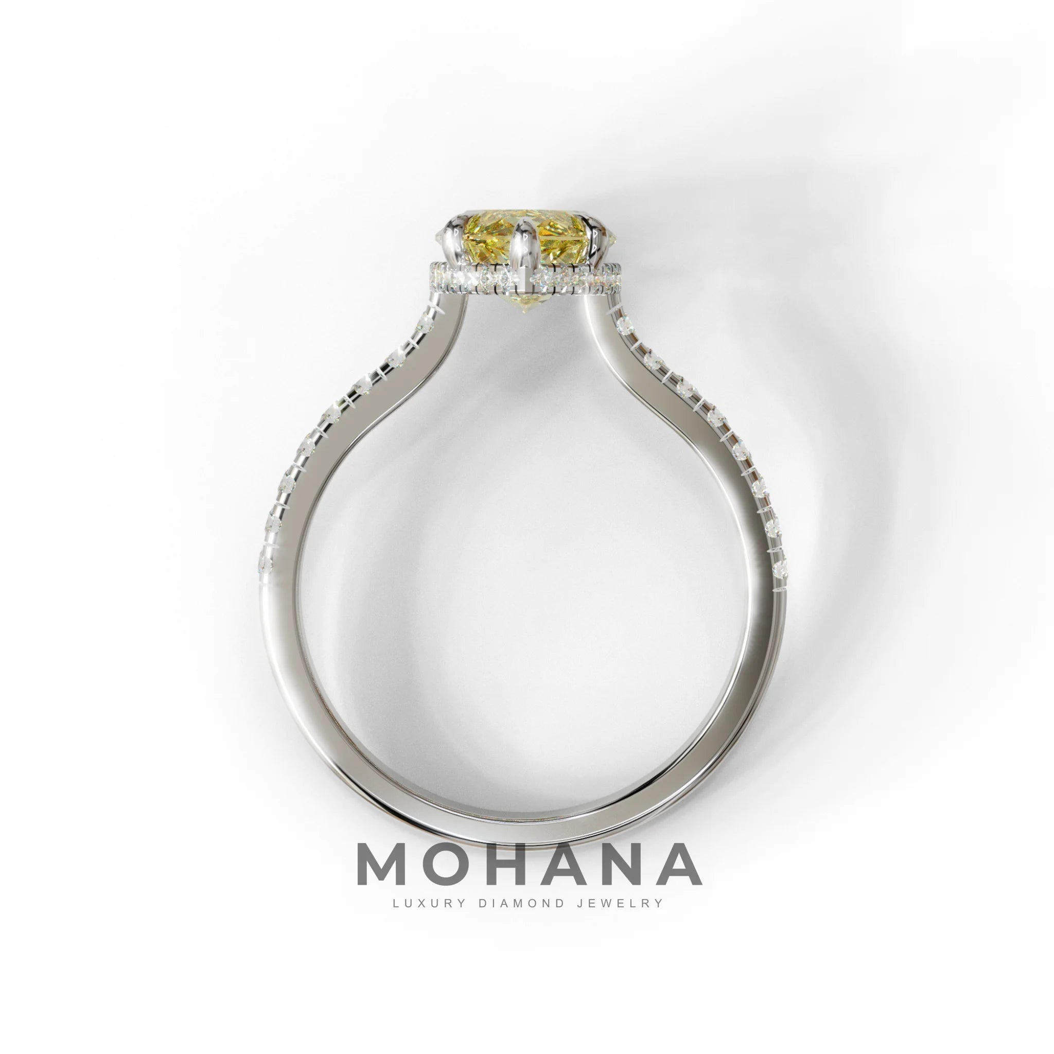 3 Carat Yellow Marquise Cut Hidden Halo & Pave Set Lab Diamond Ring - Eblouissant