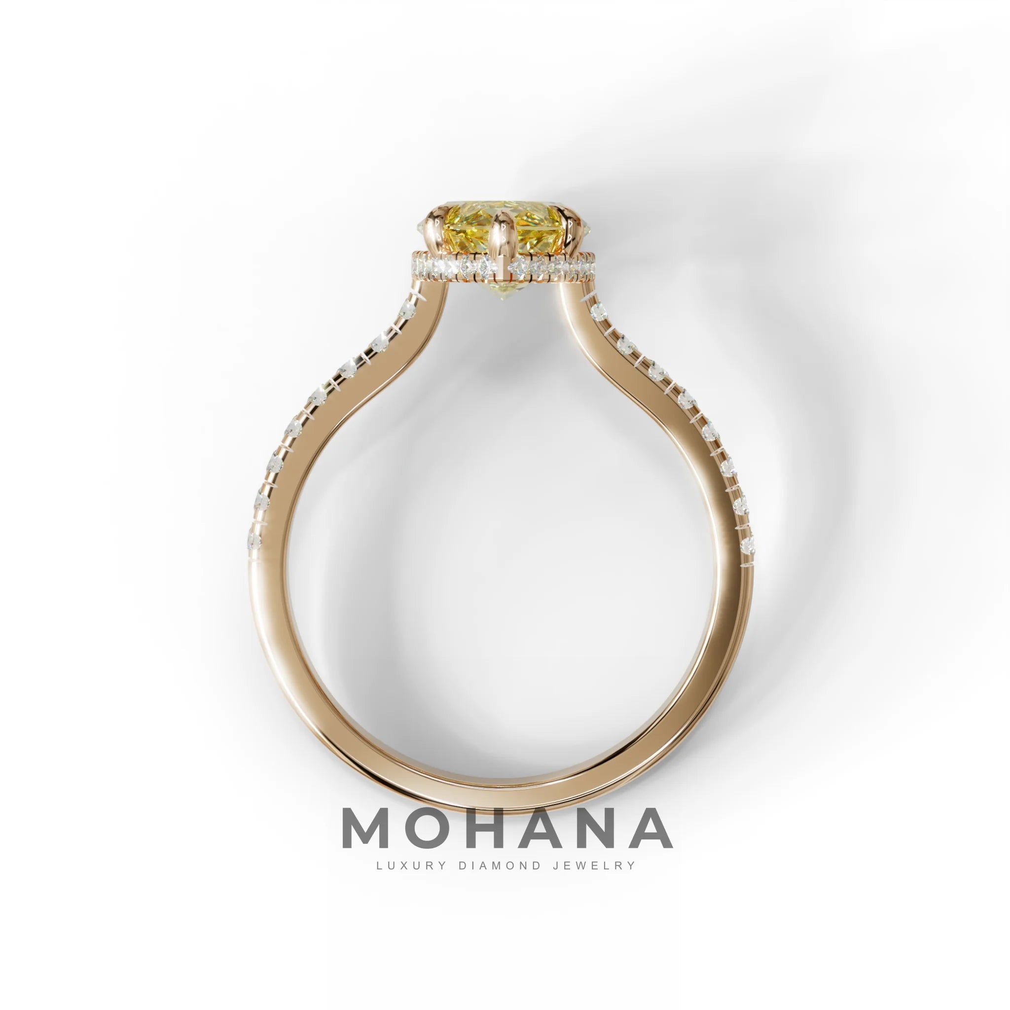 3 Carat Yellow Marquise Cut Hidden Halo & Pave Set Lab Diamond Ring - Eblouissant