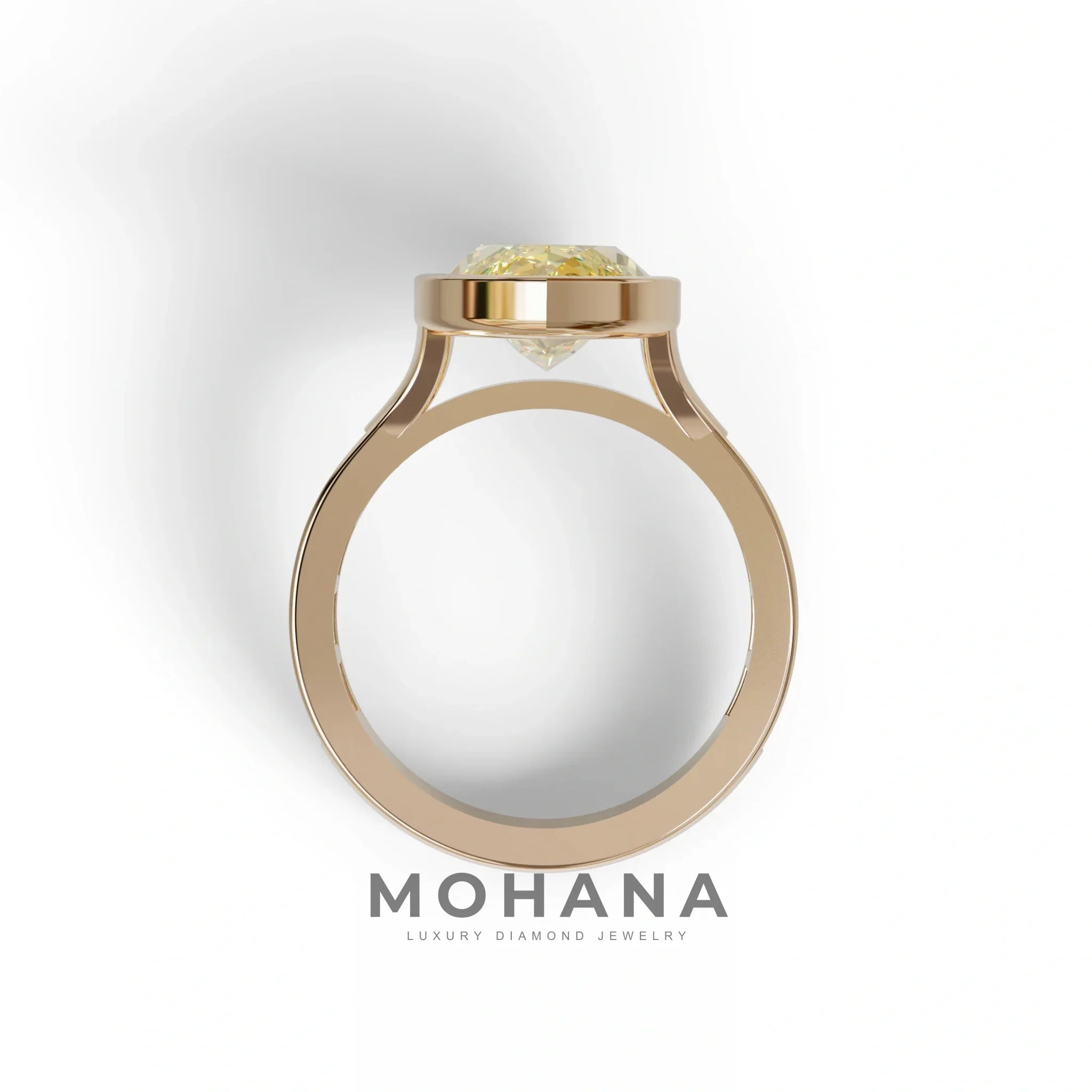 3 Ct Marquise Cut Yellow Color Lab Diamond Ring With Bezel Set - Kayla