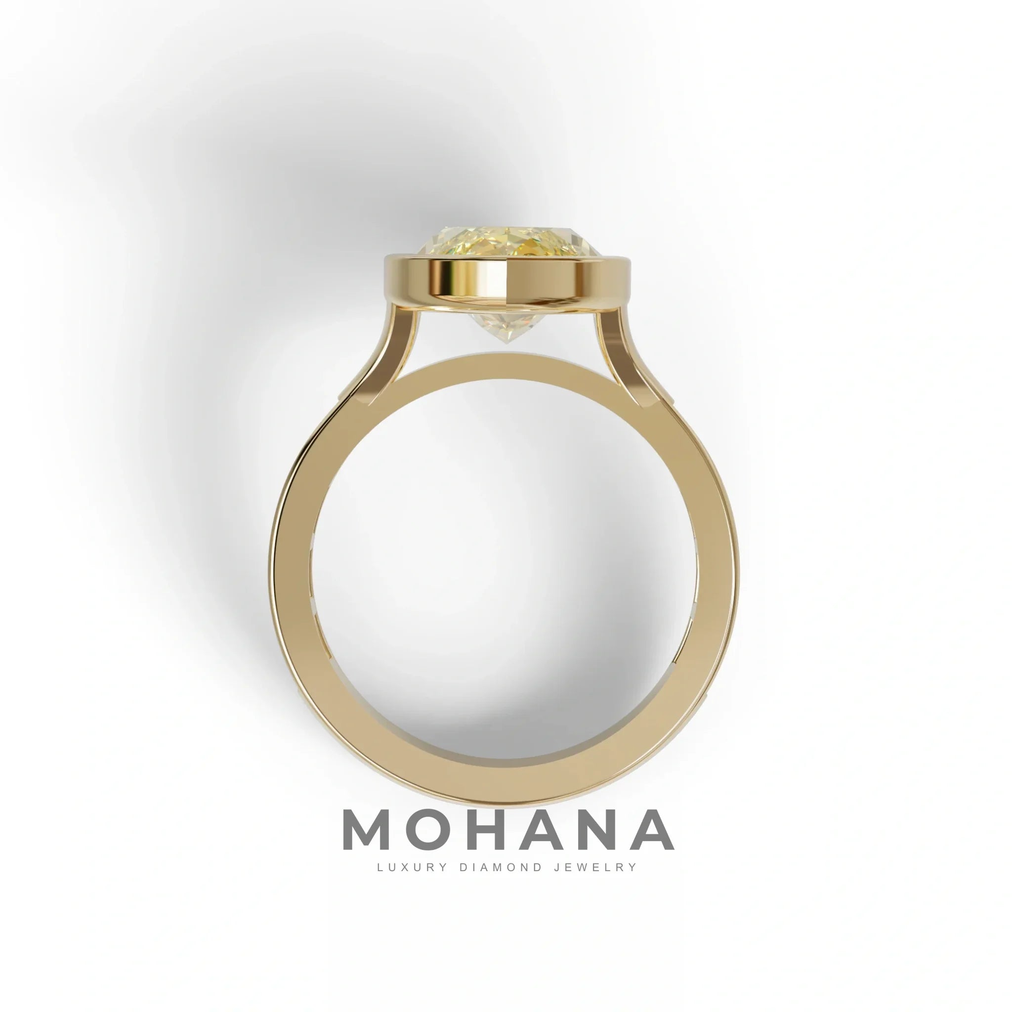 3 Ct Marquise Cut Yellow Color Lab Diamond Ring With Bezel Set - Kayla